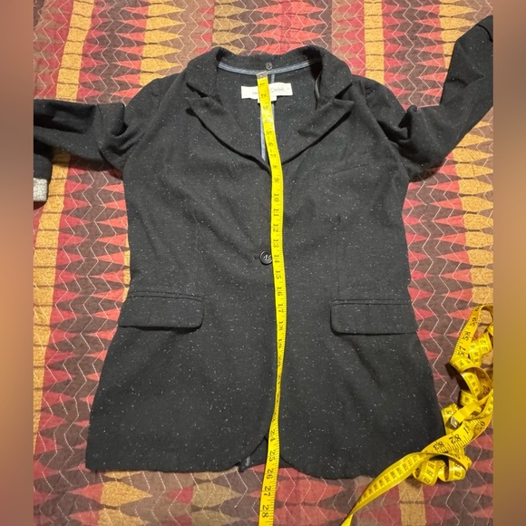 Treasure & Bond Wom M Charcoal Heathered Grey Textured Cotton Blazer Relaxed Fit - Picture 8 of 12